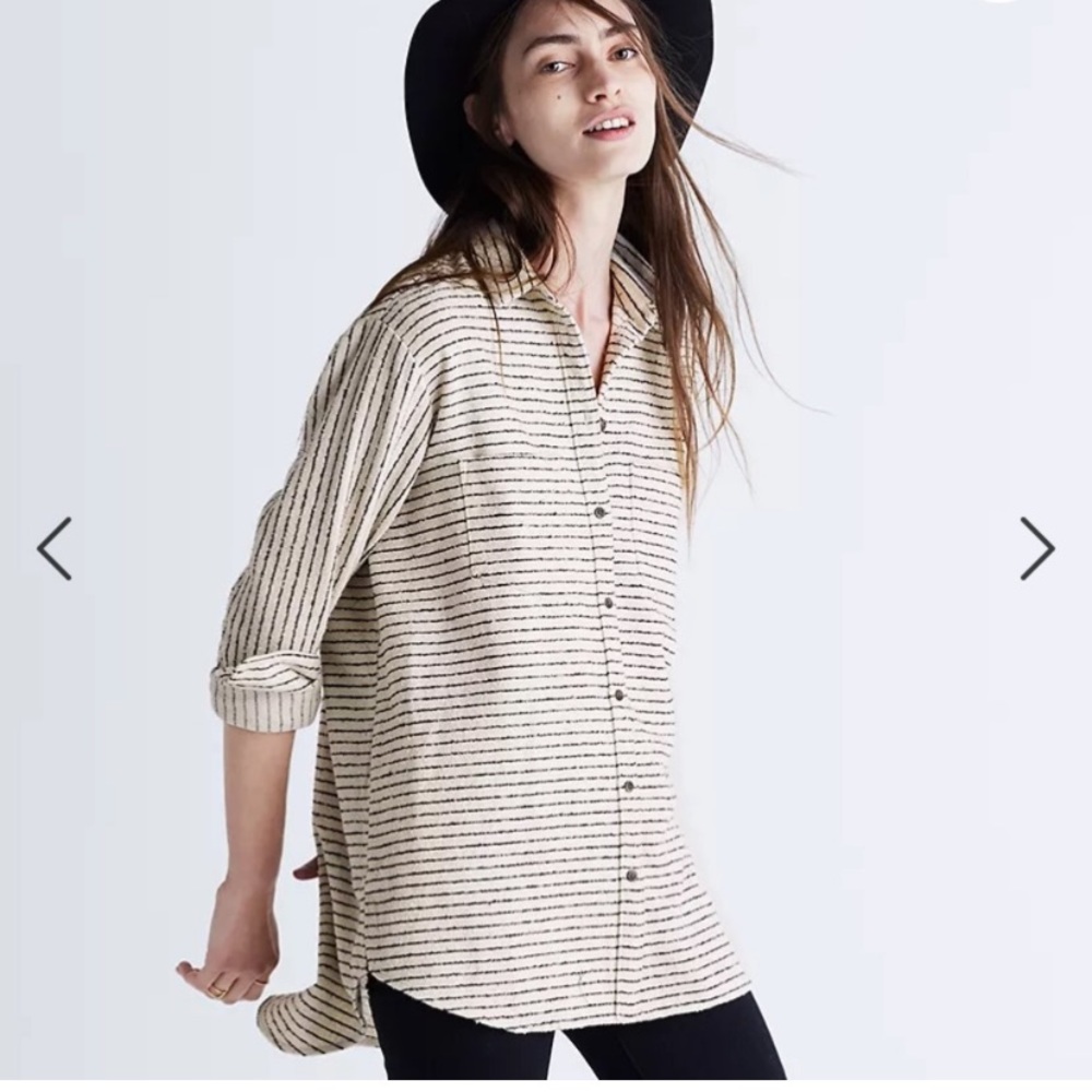 Flannel Oversized Ex-
Boyfriend Shirt in Mick Stripe